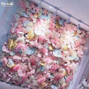 1pcs/lot Wedding 3D Flower Wall Panel Flower Runner Wedding Artificial Silk Rose Peony Wedding Backdrop Decoration 100cm*100cm