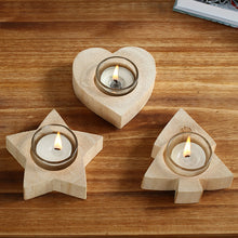 Load image into Gallery viewer, Wooden Handmade Candle Holders Trees Heart Stars Shape Wooden Candlestick Candle Holder Dinner Table Candlelight Home Decor