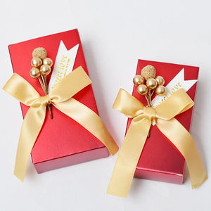 2000pcs/lot  Wedding favor Red golden unique diy bead flower Square paper candy box packaging gifts boxes for guest