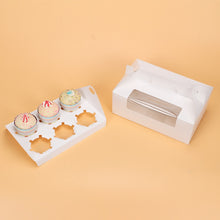 Load image into Gallery viewer, 500 pcs 23.5x15x9cm cupcake box with window handle Kraft Paper Gift Packaging box wedding kids Birthday home Party Brown White