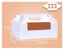 Load image into Gallery viewer, 500 pcs 23.5x15x9cm cupcake box with window handle Kraft Paper Gift Packaging box wedding kids Birthday home Party Brown White