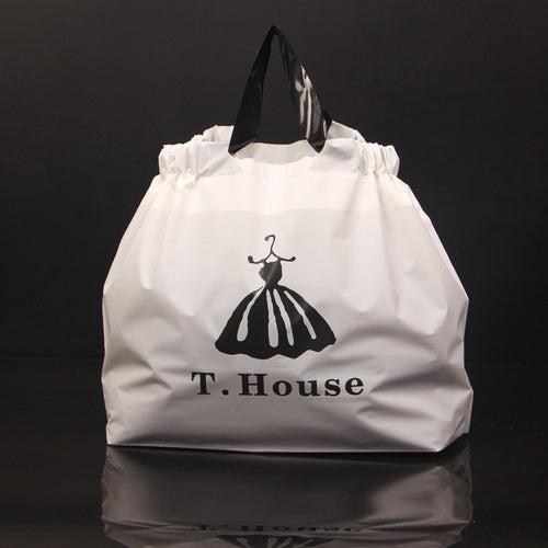 200pcs/lot Plastic Gift Bags For Childen's Ware, Take Away, Drawstring Blank Bag ,Dress and clothing retail Packing bag