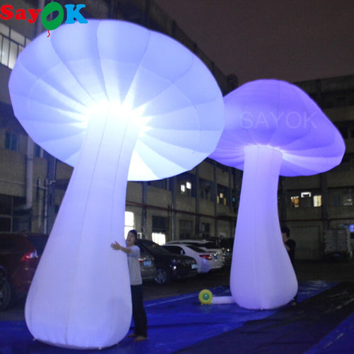 3/4/5m High Giant Inflatable Mushroom Glow in the Dark with 16 Colors LED Lights Changing for Event Wedding Party Decoration