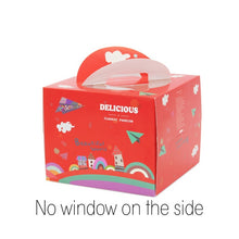 Load image into Gallery viewer, 100 set 4 inch cake box with window handle Kraft paper cheese cake box kids Birthday wedding home Party Circus soldier supply