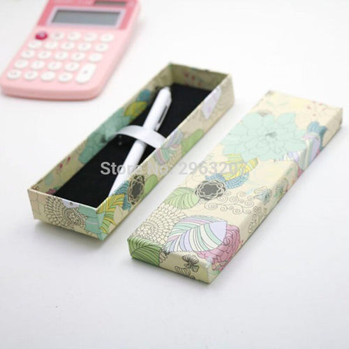 500pcs Beautiful Flower Pattern Paper Gift Box Pen Packaging Gift Box Pencil Case School Business Gifts Supplies