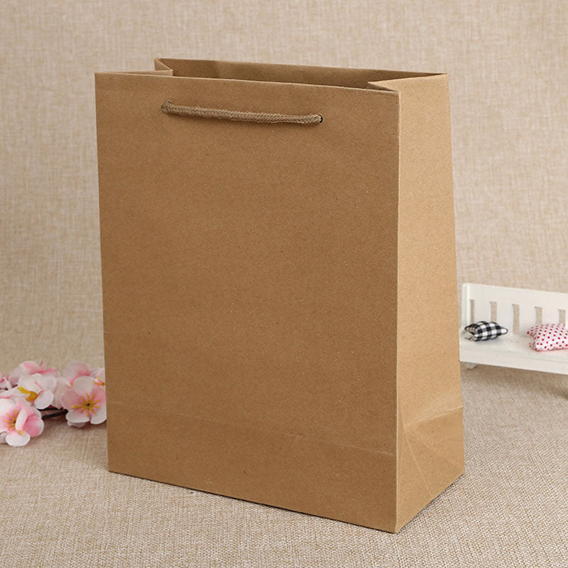 1000pcs 19*13*6cm Kraft Paper Gift Bag Goodie Gift Bags With Handle Baby Shower Party Wedding Valentine's Day Package ZA3942