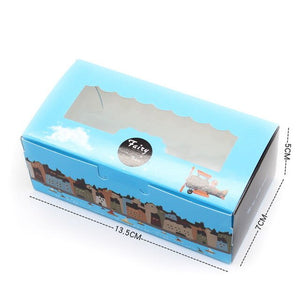 500pcs Paper box windows wedding kids birthday 13.5x7x5cm cake kraft gift paper packaging box food baking candy cookies supplier