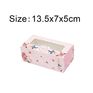 500pcs Paper box windows wedding kids birthday 13.5x7x5cm cake kraft gift paper packaging box food baking candy cookies supplier