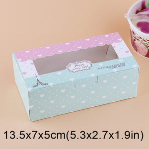 500pcs Paper box windows wedding kids birthday 13.5x7x5cm cake kraft gift paper packaging box food baking candy cookies supplier