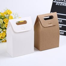 Load image into Gallery viewer, 500 pcs 10x6x15.5cm candy box kids Birthday party cookies bag kraft paper gift box handle candy packaging kids white gift bag
