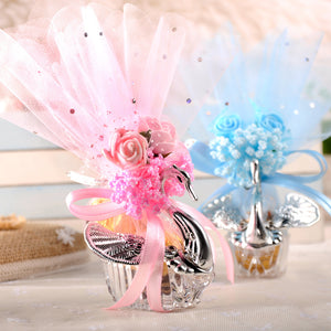 100pcs European Styles Acrylic Silver Elegant Swan Candy Box Wedding Gift Favor Party Chocolate Boxes + Full Accessory