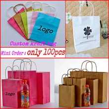 Load image into Gallery viewer, custom printed gift kraft paper bags/shopping bag/packaging bag 500pcs/lot