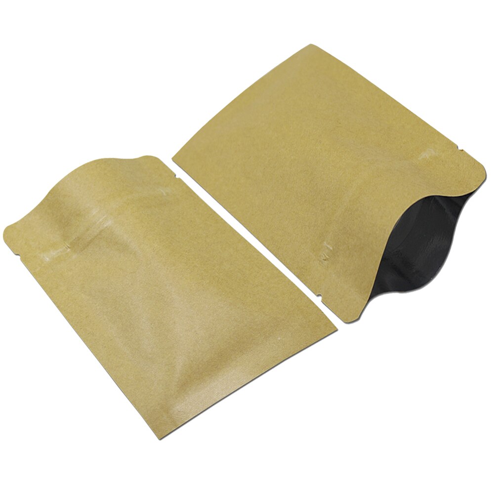 1000PCS/ Lot Self Sealing Zip Lock Package Bag Brown Kraft Paper Aluminum Foil Pouches Kitchen Coffee Spice Sugar Mylar Foil Bag