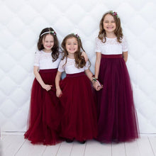 Load image into Gallery viewer, European and American Flower Girls Wedding Dress Children Long Tulle Dress for Kids Lace Princess Costume Teens Xmas Dress