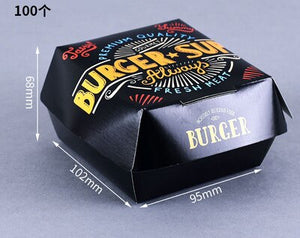 200pcs/lot Food Grade Hamburger Box,Brown paper burger box free package baked goods Hamburger box