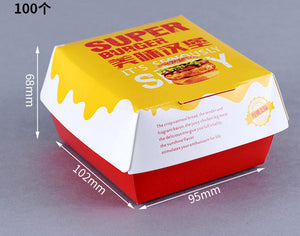 200pcs/lot Food Grade Hamburger Box,Brown paper burger box free package baked goods Hamburger box