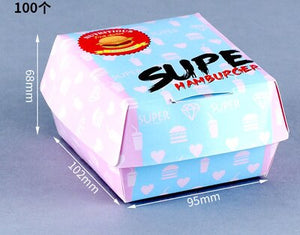 200pcs/lot Food Grade Hamburger Box,Brown paper burger box free package baked goods Hamburger box