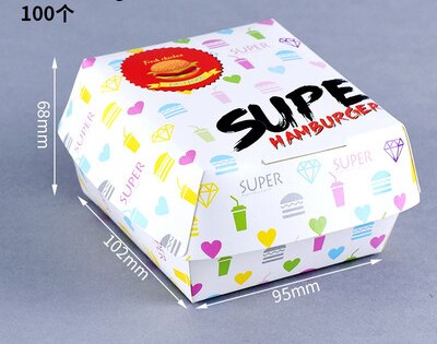 200pcs/lot Food Grade Hamburger Box,Brown paper burger box free package baked goods Hamburger box