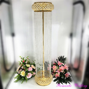 5PCS/lot Roman Style Luxury Flower Pillar Gold Metal Acrylic Flower Stand for Wedding Party Event Decoration-31.4'' tall