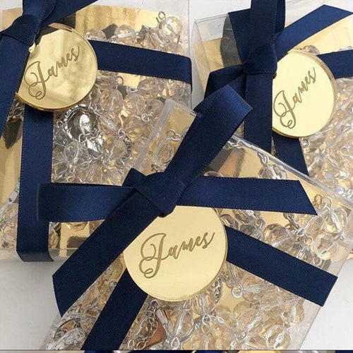 20pcs Personalized Boutique Gift Baby Favors party Wedding Groomsman Bridesmaid gift Custom name Mirrored acrylic tag for guests