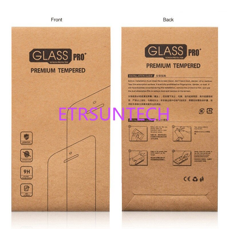 3000pcs/lot Kraft paper Glass retail packaging box/paper box/white box for iphone 7 6 6 plus Samsung Screen Protector Film