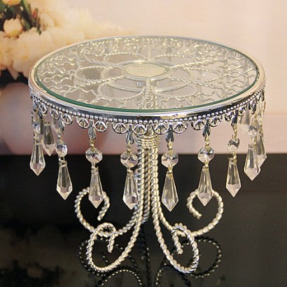 10PCS/lot Grade Glass Metal Silver Cake Stand With Bead and Unique Base For Wedding decorations Party decorations Event decor