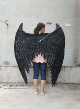Load image into Gallery viewer, NEW High quality Adults Black Devil Feather Wings Lady Men' Unique performance show props Pure Handmade EMS Free shipping