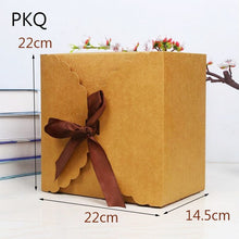 Load image into Gallery viewer, 12pcs Pure White/Brown Kraft Paper Box, DIY Wedding Favor Gift Box, Large Single Cake Box Packaging with Free Ribbons 7/12