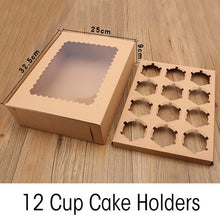 Load image into Gallery viewer, 50 Pcs Cupcake Box With Window White Brown Kraft Paper Boxes Dessert Mousse Box 12 Cup Cake Holders Wholesalers Customized