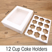 Load image into Gallery viewer, 50 Pcs Cupcake Box With Window White Brown Kraft Paper Boxes Dessert Mousse Box 12 Cup Cake Holders Wholesalers Customized