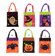Load image into Gallery viewer, Halloween Trick or Treat bag pumpkin Witches ghost Bat reusable candy carry tote felt handbag festive decor props gift wrap