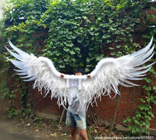Load image into Gallery viewer, high quality white angel wings DIY wedding decoration Cosplay supplies Personal photo shoot props nice feather handicafts