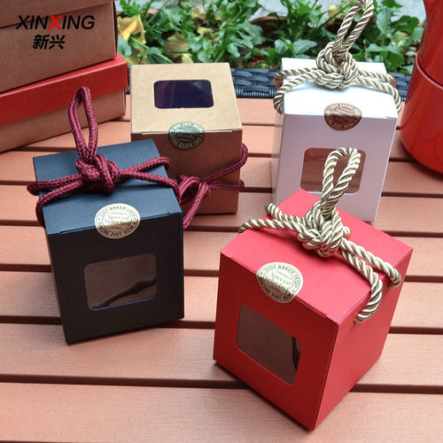 100pcs/lot Window box kraft paper gift box honey jam tea brown sugar box Candy Box