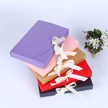 Load image into Gallery viewer, 100pcs 26x17.5x3.5cm Large Gift Box Cosmetic Bottle Scarf clothing Packaging Color Paper Box with ribbon Underwear packing box