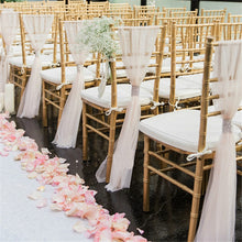 Load image into Gallery viewer, 100 Piece Free Shipping White Chiffon Chiavari Chair Sash Chiavari with Diamond for Party Wedding Decor Hotel Banquet Supplies