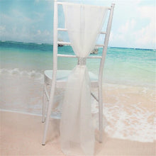 Load image into Gallery viewer, 100 Piece Free Shipping White Chiffon Chiavari Chair Sash Chiavari with Diamond for Party Wedding Decor Hotel Banquet Supplies