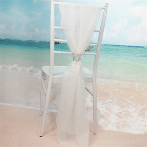 100 Piece Free Shipping White Chiffon Chiavari Chair Sash Chiavari with Diamond for Party Wedding Decor Hotel Banquet Supplies