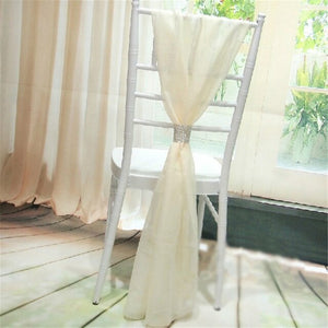 100 Piece Free Shipping White Chiffon Chiavari Chair Sash Chiavari with Diamond for Party Wedding Decor Hotel Banquet Supplies