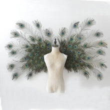 Load image into Gallery viewer, Costumed peacock feather angel wings for Fashion show Displays wedding shooting props Cosplay game costume adult angel wing