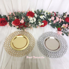 Load image into Gallery viewer, 10pcs/lot  Gold/Silver Crystal Metal Charger Dishes/Plates with 3 Layers Beaded for Wedding Table Home decoration