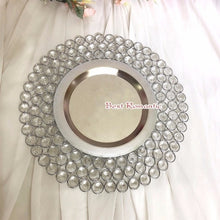 Load image into Gallery viewer, 10pcs/lot  Gold/Silver Crystal Metal Charger Dishes/Plates with 3 Layers Beaded for Wedding Table Home decoration